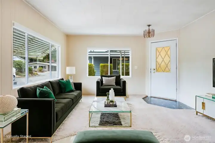 Here is the living room shown with virtual staging.