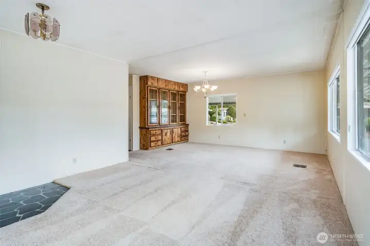 Another view of the main living and dining room.