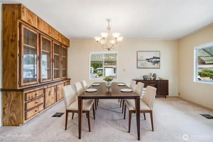 Here is the dining room shown virtually staged!