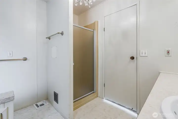 The primary bath also has a separate shower!