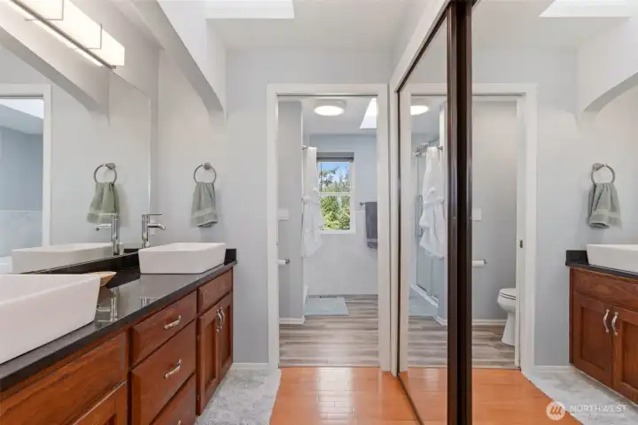 Primary ensuite. Not pictured: Walk-in closet