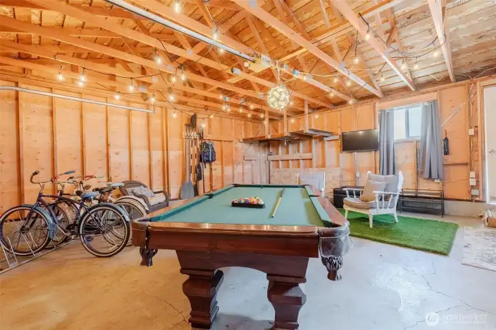 Garage. Storage or extra hang out, bunk house.