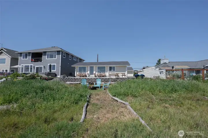 Walking from the beach back to house - tide out