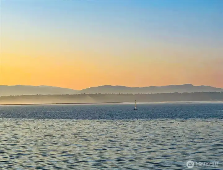 Morning sail on the bay while the sun rises