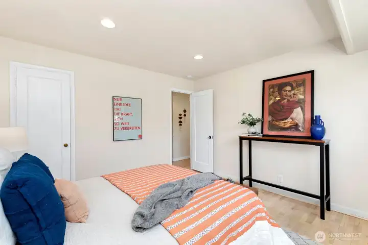 Large enough to fit a king size bed frame and mattress.