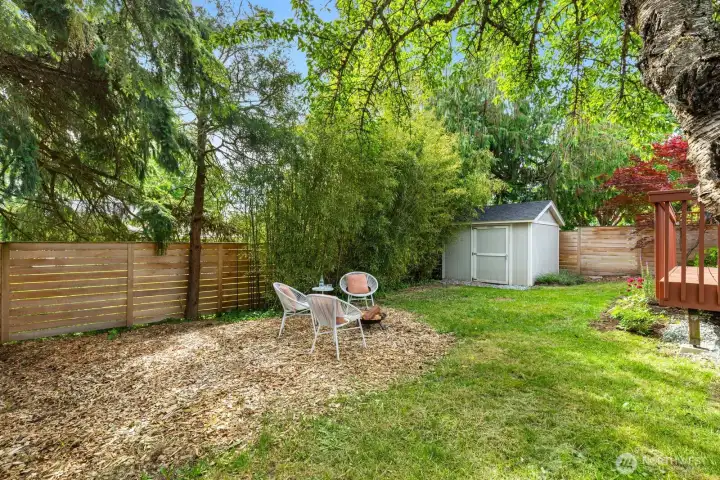Shed gives extra storage to the home.