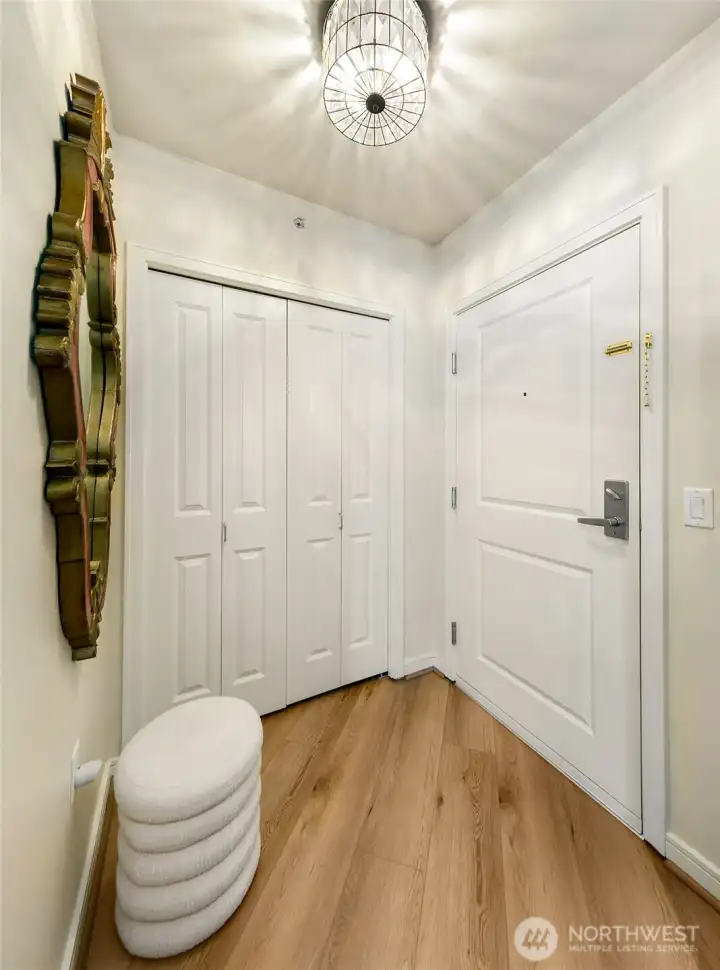lovely entry with large coat closet and storage