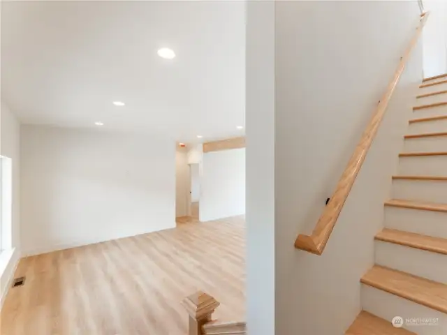 Hardwood floors on the stairs
