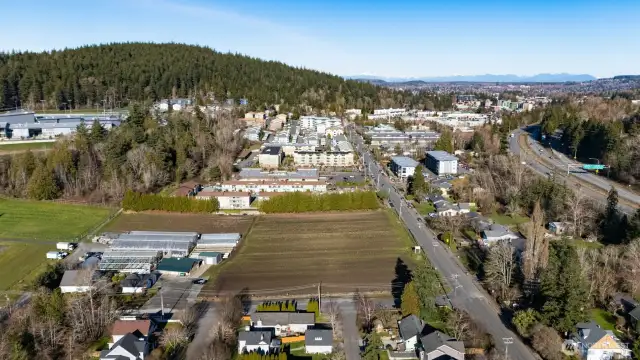 Looking north with Joe's Gardens & Farm store