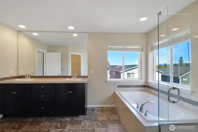Five Piece Bathroom with Soaking Tub, Large Closet