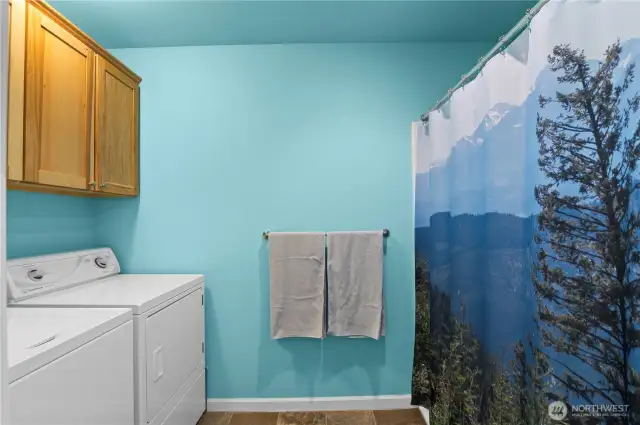 Spacious laundry room with a large accessible shower-super easy access!