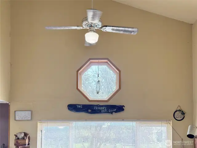 Special window on front wall with fan for cooling.