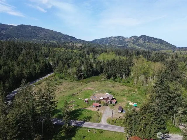 Aerial view of the property.