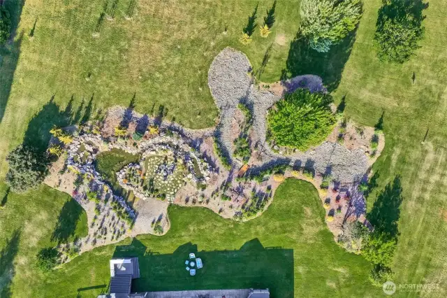 drone shot of waterpark