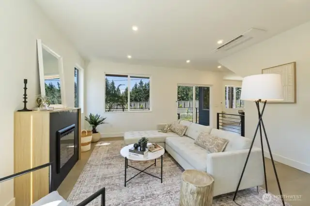 Living Room & Fireplace w/LED Lights