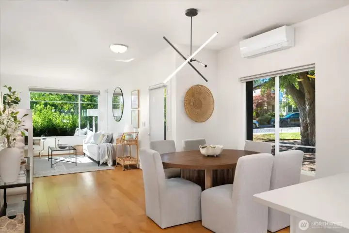 Large windows for natural light to pour in, and a ductless-split AC system to keep the spaces temperate.
