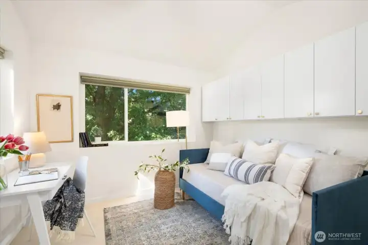 Third bedroom or office space, flexible to your lifestyle needs! Built-in cabinets provide additional storage opportunities.