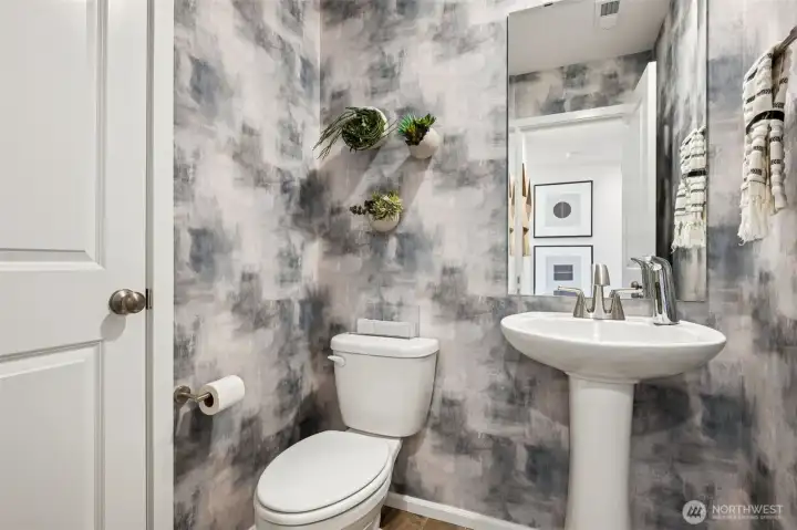 1/2 Bath on Main-Wall paper not included :)  DISCLAIMER: photos are of Model Home, also a Christy, and are for illustrative purposes only, finishes, features, upgrades, colors, and features will vary