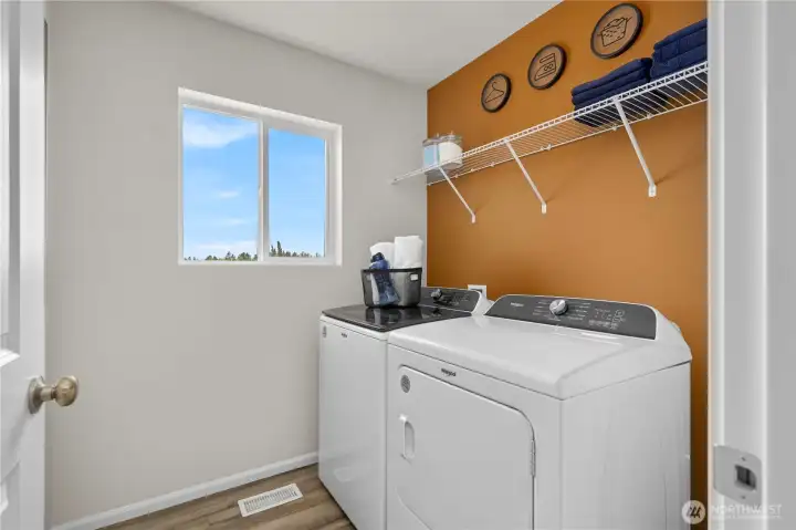 Laundry Room on 2nd Floor-DISCLAIMER: photos are of Model Home, also a Christy, and are for illustrative purposes only, finishes, features, upgrades, colors, and features will vary