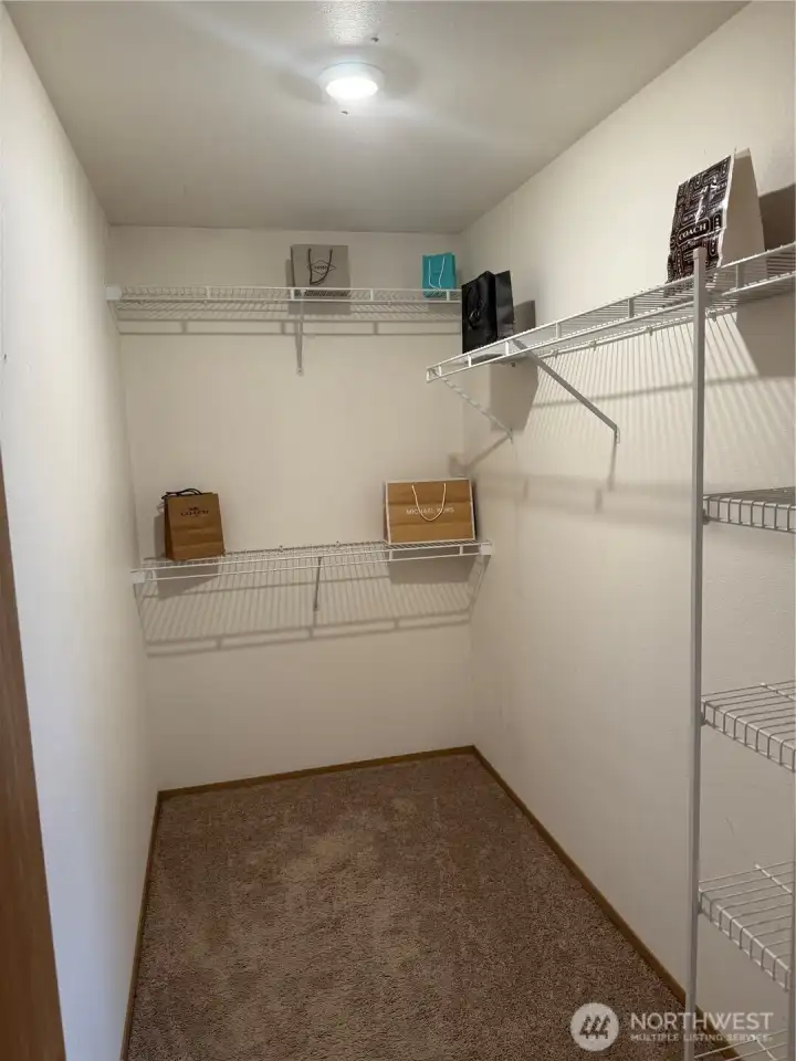 Primary Ensuite Walk-In Closet features plenty of space to organize your clothes and treasures.