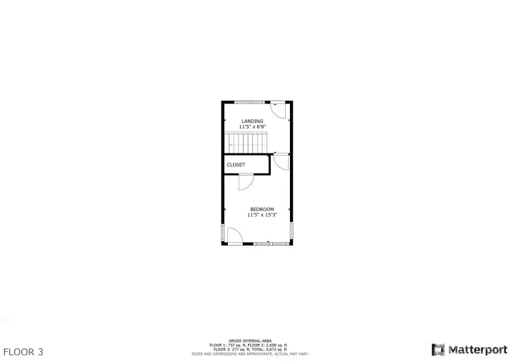 Upper bedroom with half bath, landing area a private deck.