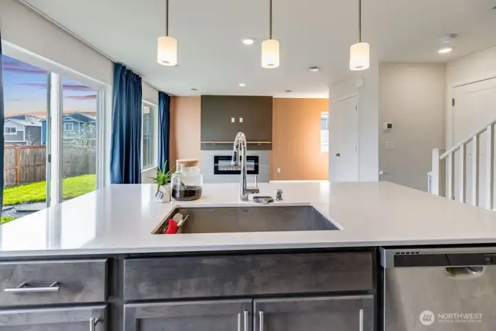 Huge sink and center island