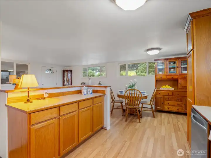 Work, bake, or display your nice things at the ample counter space.