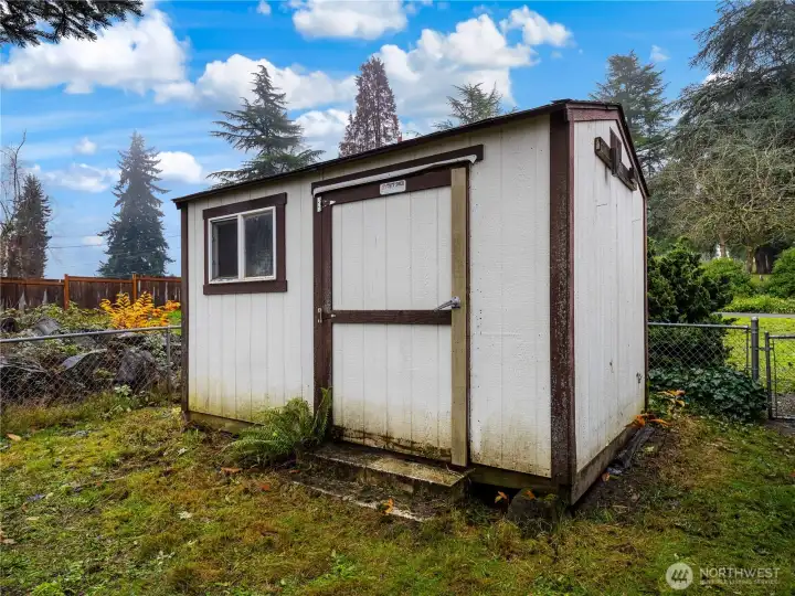 If you need more storage, this home does not disappoint. Another storage shed for your garden tools and can also function as a work shop or hobby shed.