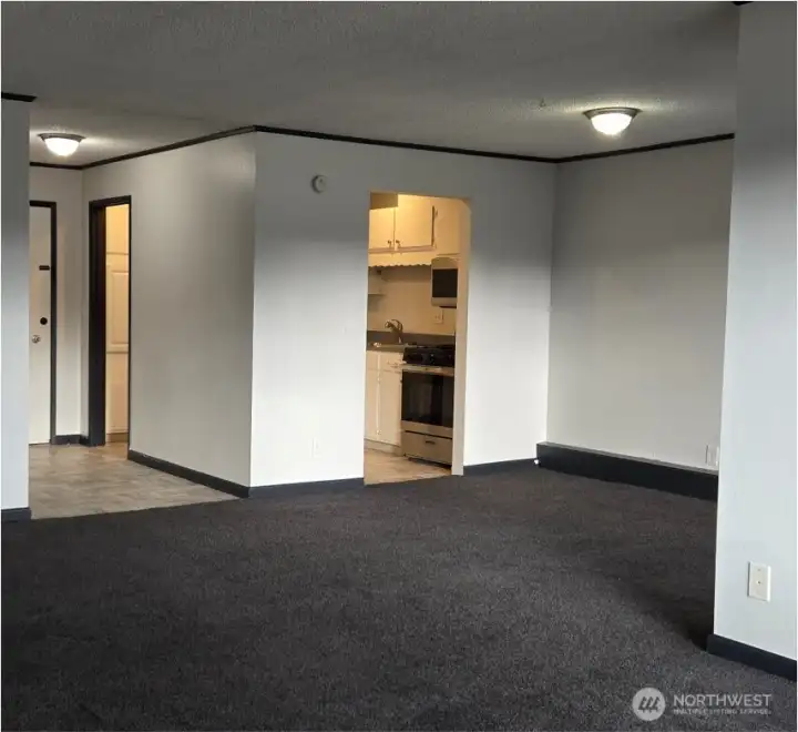 view of kitchen eating area from living room
