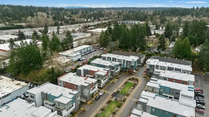 Plenty of guest parking around common area that has benches, covered eating area, and grass to hang out in the sun!