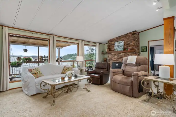 Living room with large view windows