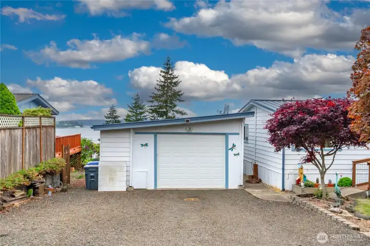 Large one car garage with shop