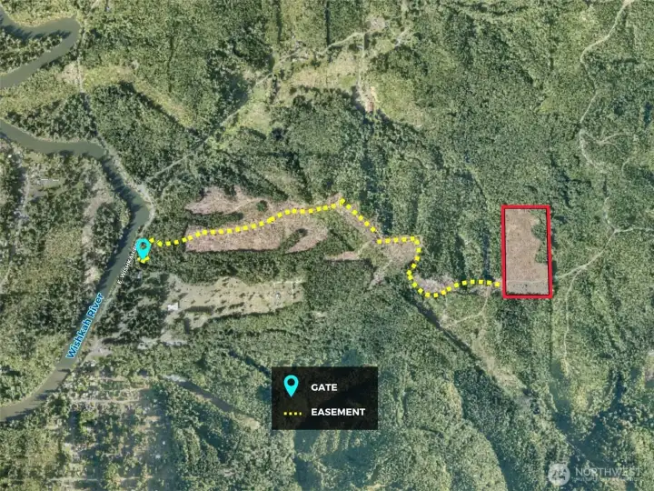 Overhead view with approximate boundaries in red.