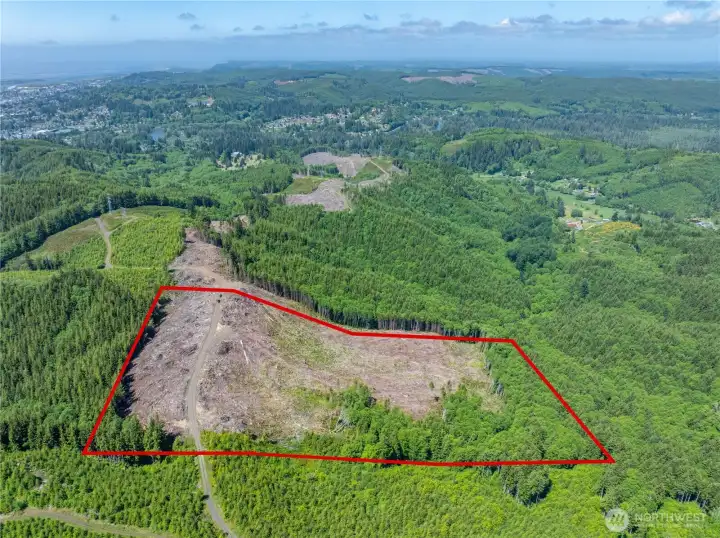 Overhead view with approximate boundaries in red.