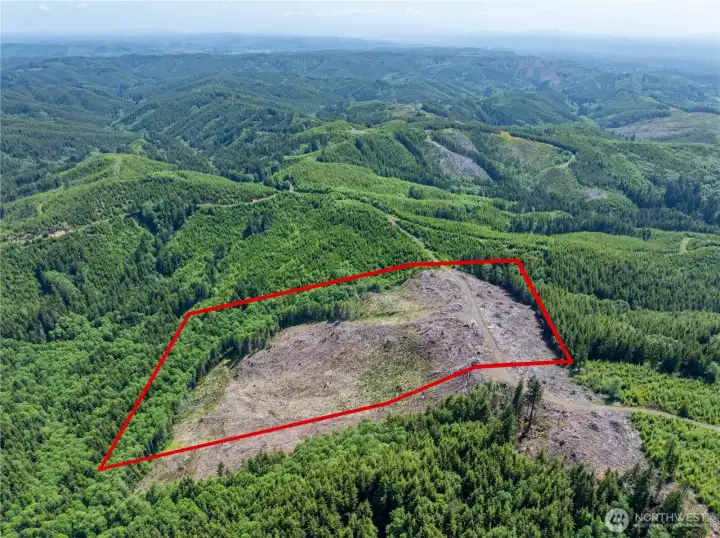 Overhead view with approximate boundaries in red.