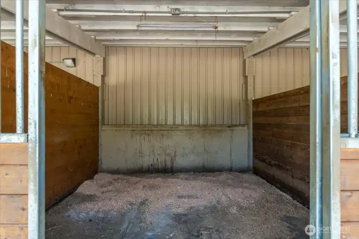 12x12 stalls with open for feeding & opening at stall front as well! These were select with the happiness of the horse in mind.