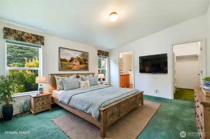 Virtually staged Primary Bedroom