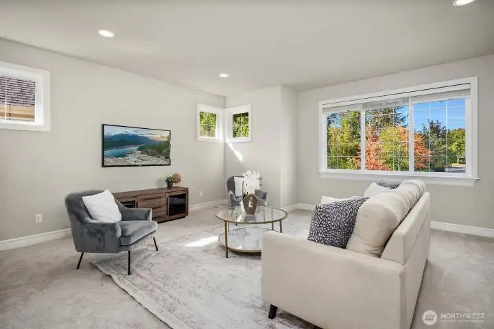 The large and versatile bonus room offers endless possibilities, with plush carpeting, generous natural light from multiple windows, and ample space to serve as a media room, playroom, home gym, or additional living area. This flexible space is a true asset to the home, adapting effortlessly to suit any lifestyle or need.