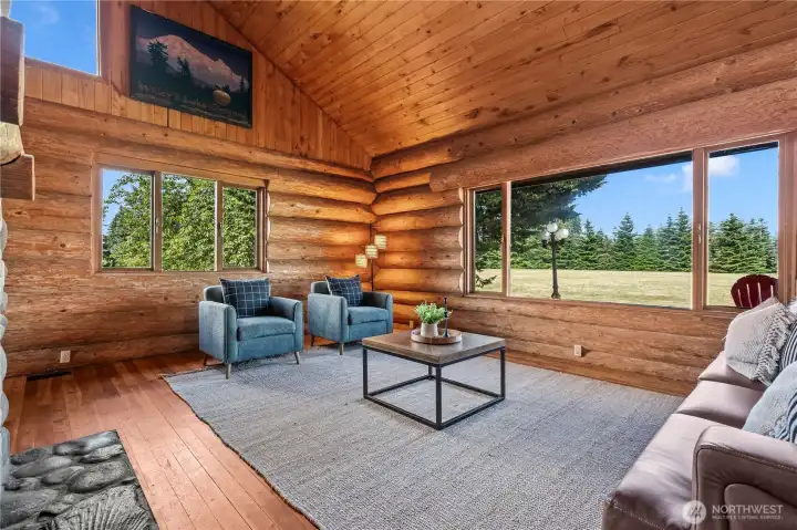 Natural light abounds with the large windows