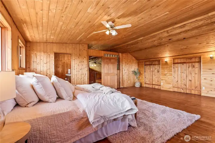 Multiple deep closets offer plenty of storage