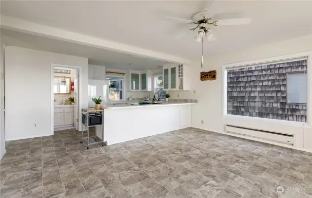 Great Kitchen.  1/2 bath in the distance