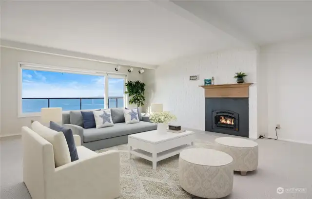 Cozy Fireplace in open view lLiving room