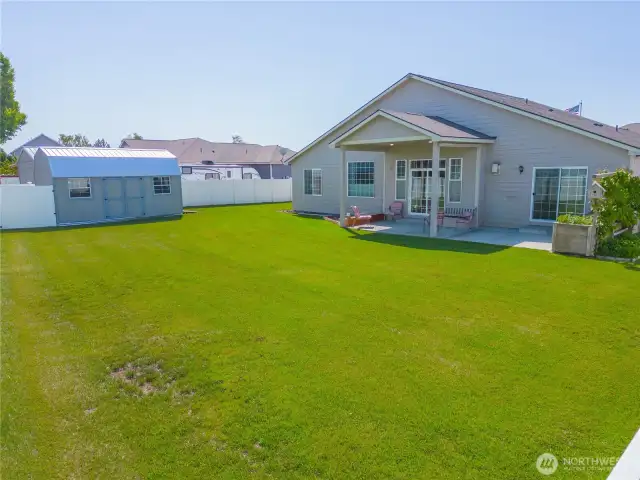 Backyard includes a nice shed
