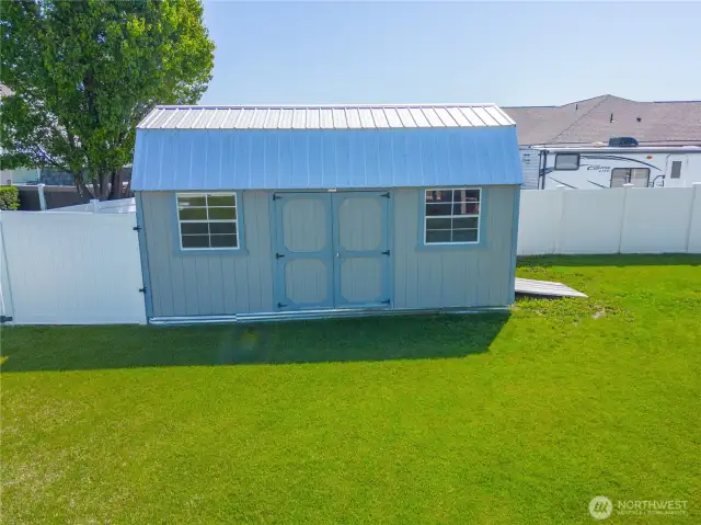 Tough Shed that has power and a ramp for your storage needs