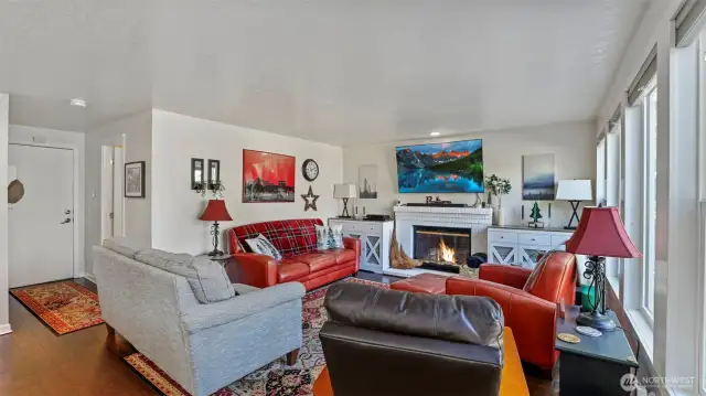Bonus living room including a cozy fireplace and gatherings with all of your guests!