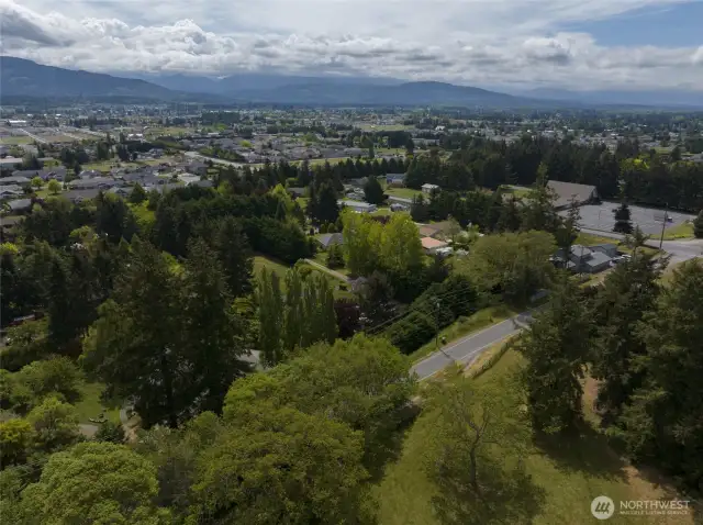 Another aerial photo of the ideal location of this property, with the amenities of Sequim at your doorstep.