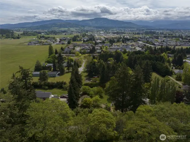 Views to the south of more Land Trust protected land to the west.  More views of the Olympic Mountains and Bell Hill.