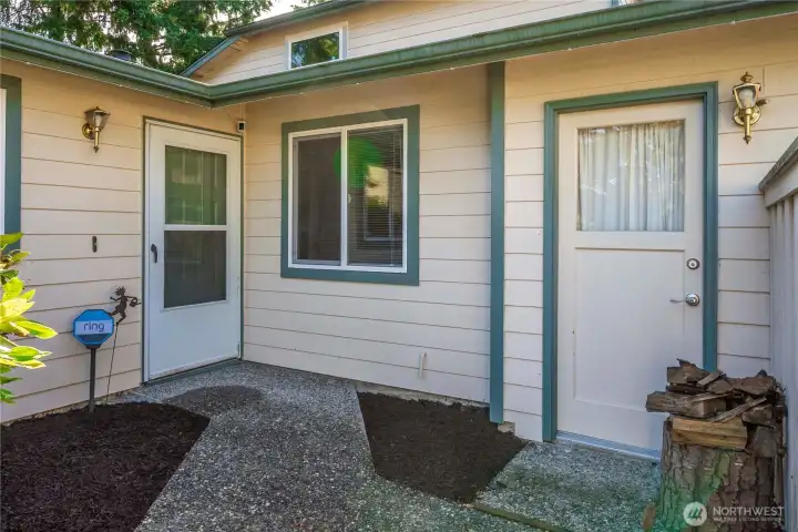 Private 1-car garage conveniently attached to the home; entry through separate exterior door. Let's go inside!