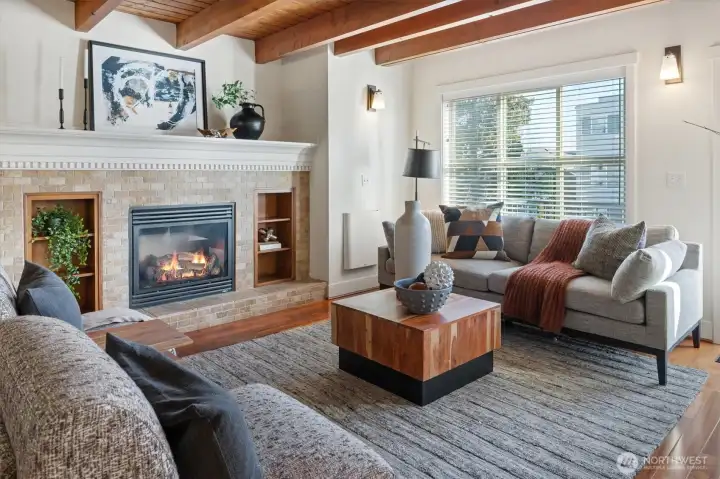 Cozy gas fireplace