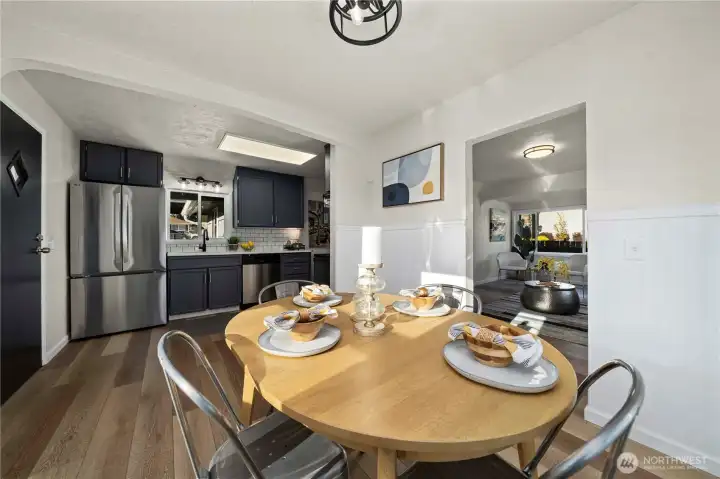 Dining room opens to kitchen